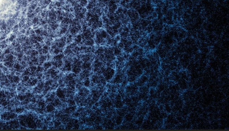 A vibrant, highly detailed 3D cosmological map showing the cosmic web of millions of galaxies, representing the DESI universe mapping project.
